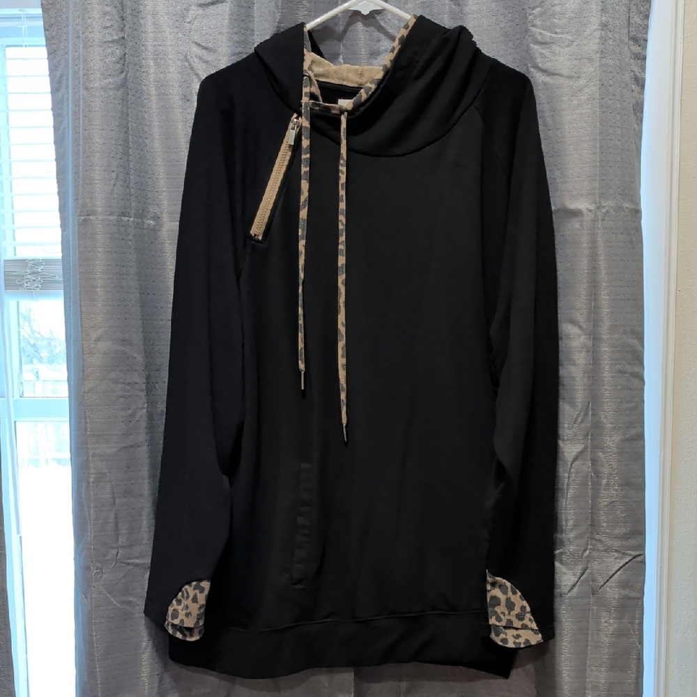 Maurices Black and Brown Hoodie with Animal Print